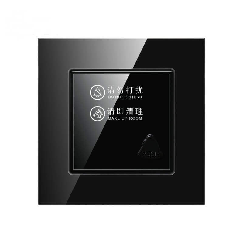 Tempered Glass Panel Hotel Door Sign Plate with Doorbell Please Clean ES-K83
