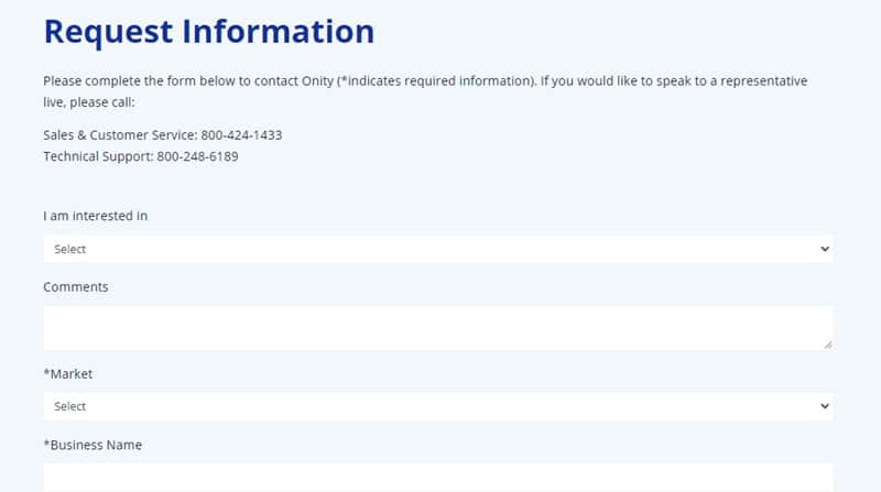 Onity customer service contact form