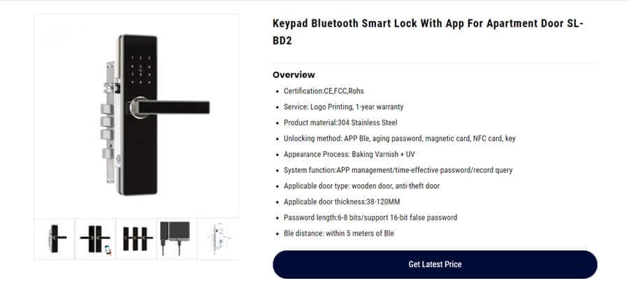 ShineACS SL-BD2 Bluetooth Hotel door lock