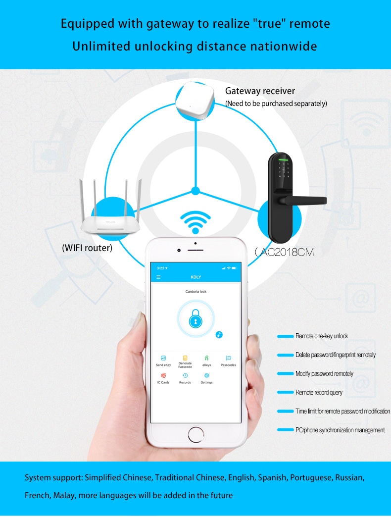 Smart Keyless Door Lock with Bluetooth and Wifi Remote Control SL-B2018 21